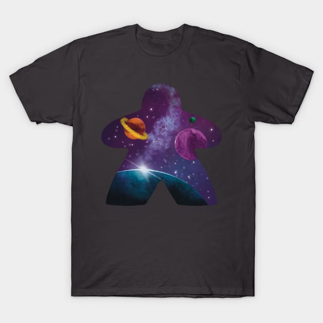 Cosmic Meeple Board Gamer Tabletop Stars and Planets T-Shirt by Shadowisper